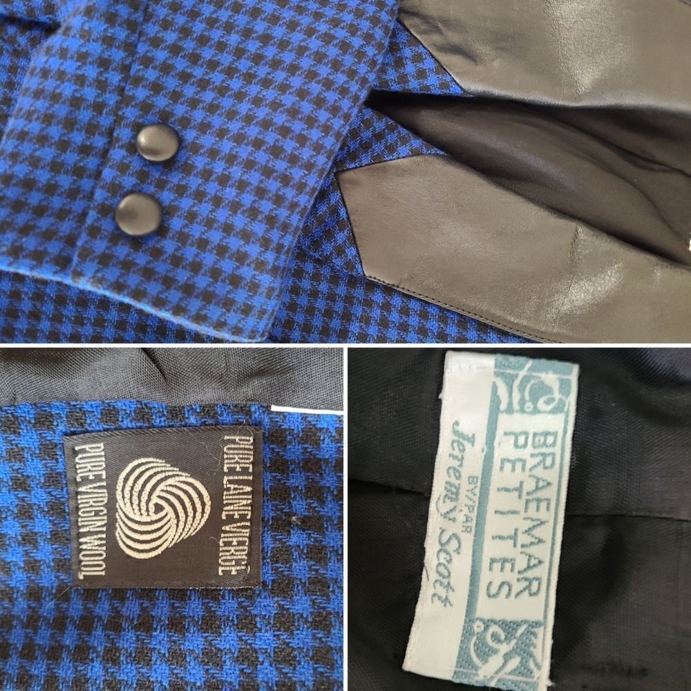 Sebastian Wool + Leather Vintage Houndstooth Blazer S-M - Picture 15 of 15